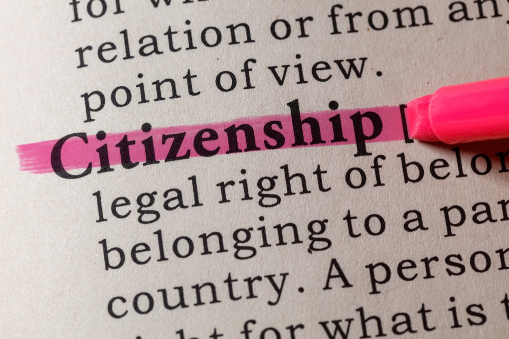 Lettering: Definition of citizenship, highlighted with red marker