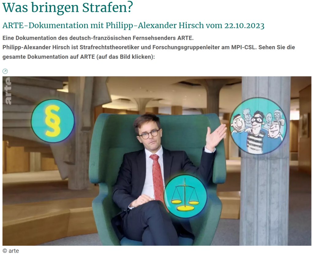 Was bringen Strafen? ARTE-Dokumentation mit Philipp-Alexander Hirsch vom 22.10.2023