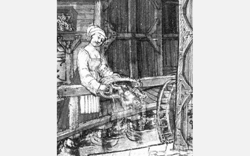 Ein Holzschnitt aus dem Jahr 1508: Eine Magd versucht sich ihres Kindes zu entledigen. Bild: Die Welt der Schweizer Bildchroniken