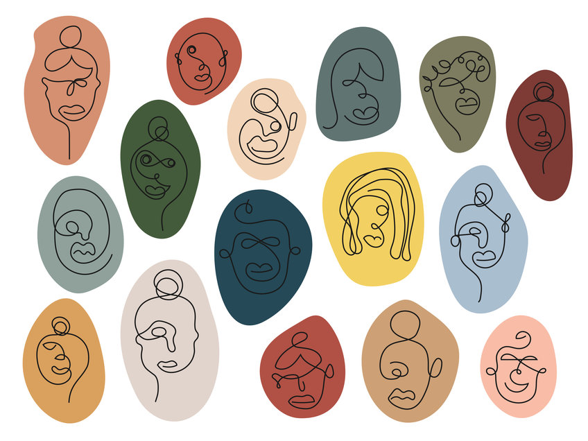 Faces, vector graphic. Project description: Analysis of the Constitutional Gender Order in 21st Century Peruvian Jurisprudence